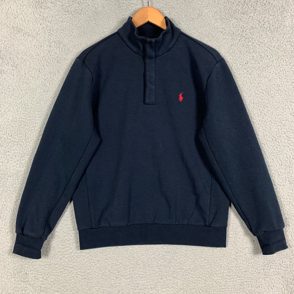 Polo Ralph Lauren Sweatshirt Men's Medium Navy Performance 1/4 Zip Pullover Knit